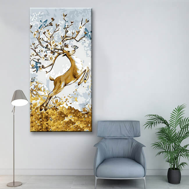 Painting by numbers deer with tree antlers