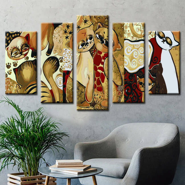 Painting by numbers cats 5-piece