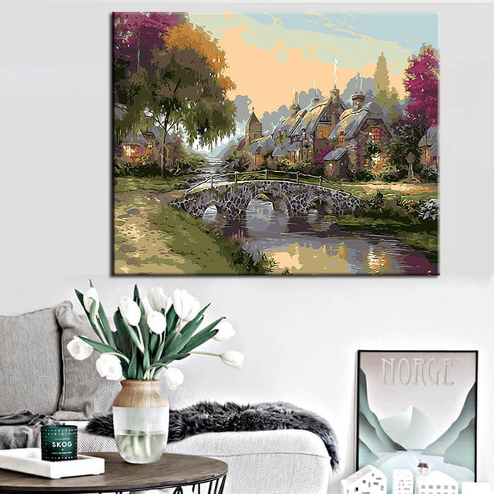 Painting by numbers old village