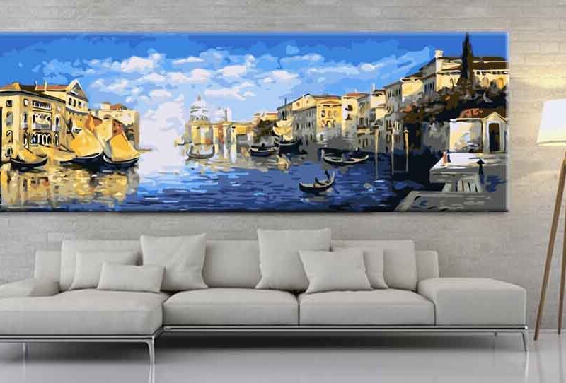 Painting by numbers city at the Mediterranean Sea Panorama