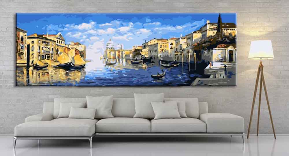 Painting by numbers city at the Mediterranean Sea Panorama