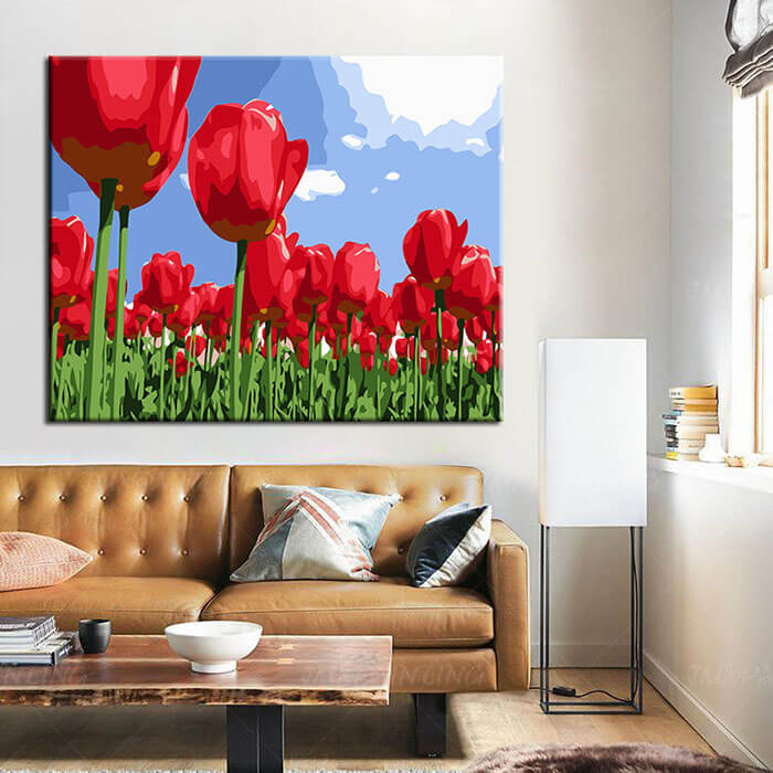 Painting by number tulip field