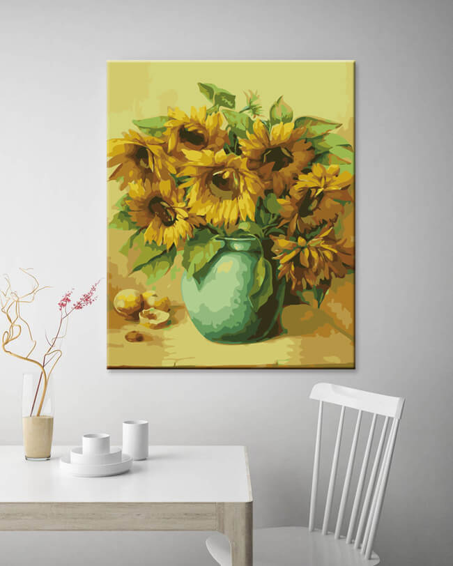 Painting By numbers still life and sunflowers