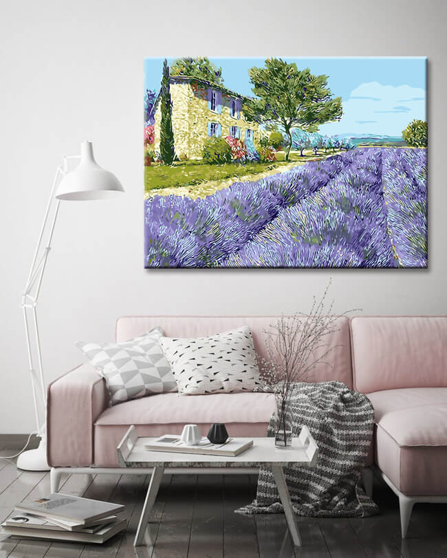 Malen nach Zahlen Lavendel vor Gehöft