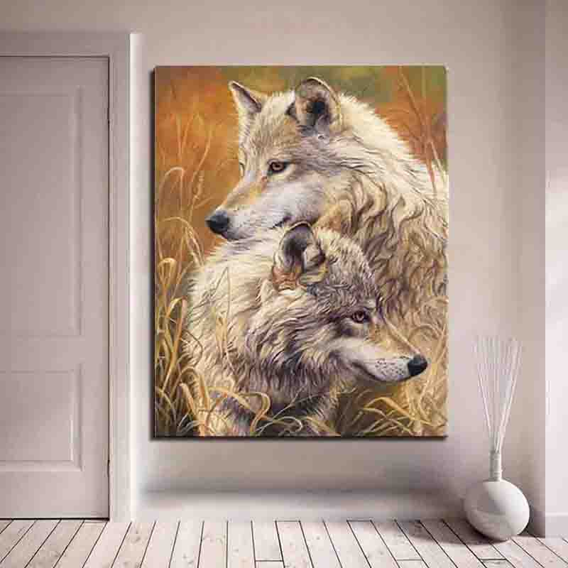 Paint by numbers wolf couple