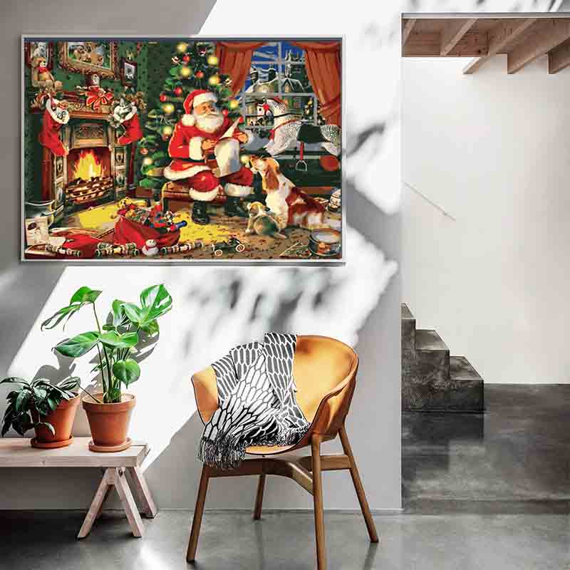 Paint by numbers santa claus on the chimney