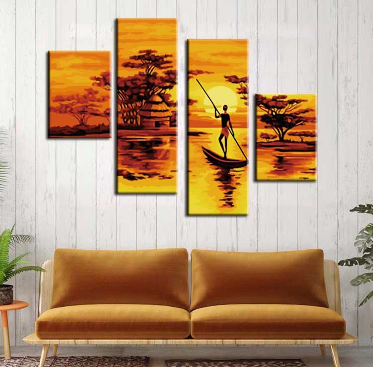 Painting by Numbers african sunset 4 Panels