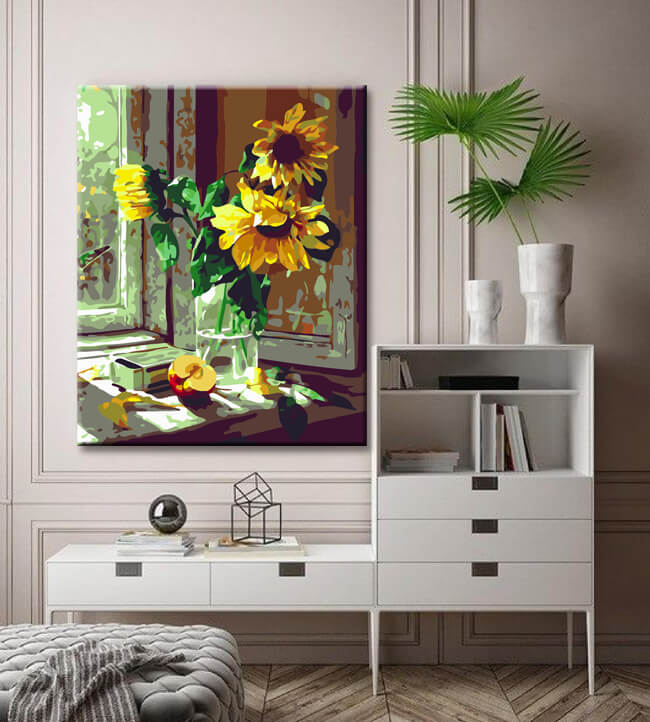 Paint By Numbers Vase With Sunflowers