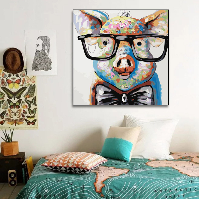 Paint by numbers pig with glasses