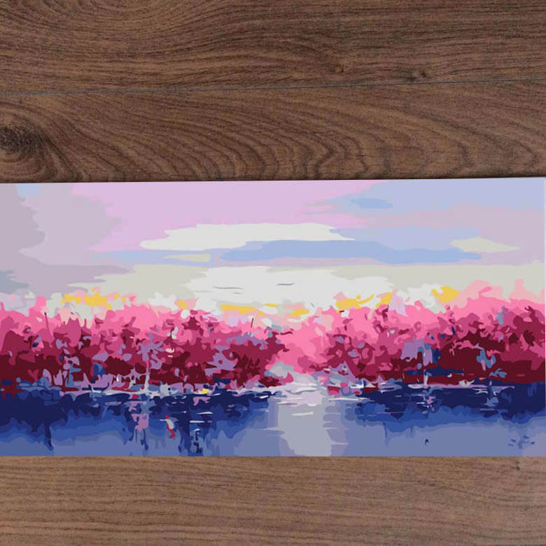 Paint by numbers pink trees