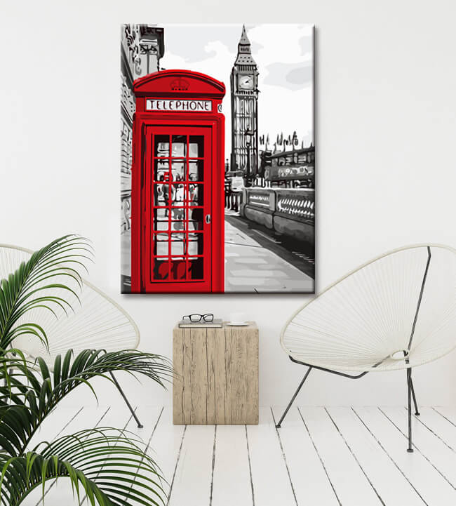 Paint by numbers London Big Ben telephone cell