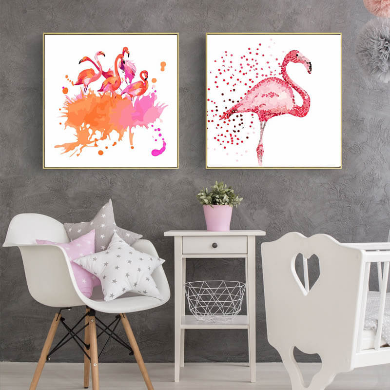 Malen nach Zahlen Flamingos Farbexplosion