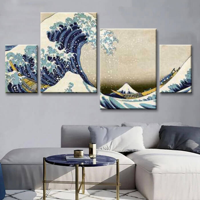 Paint by numbers - The great wave of Kanagawa 4-panel (Quattro)