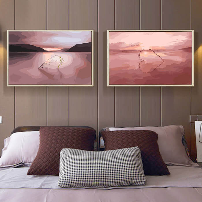 Painting by Numbers landscape pink lake