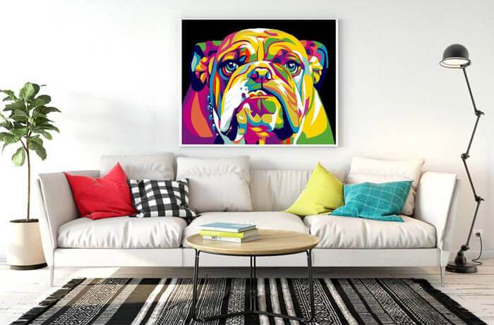 Malen nach Zahlen Bulldogge Portrait bunt