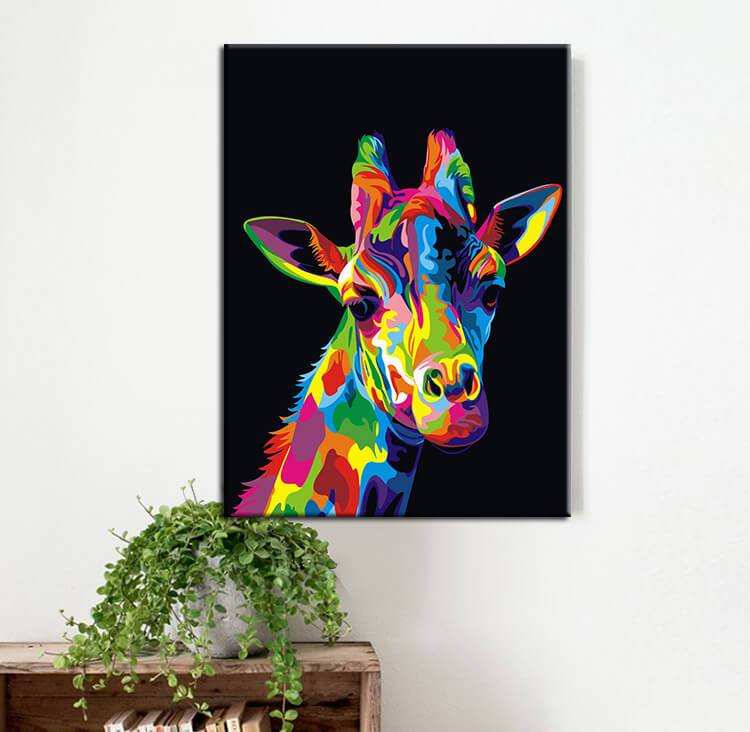 Malen nach Zahlen Giraffe Portrait bunt