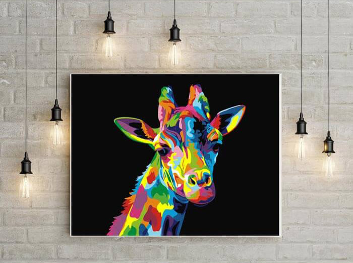 Malen nach Zahlen Giraffe Portrait bunt