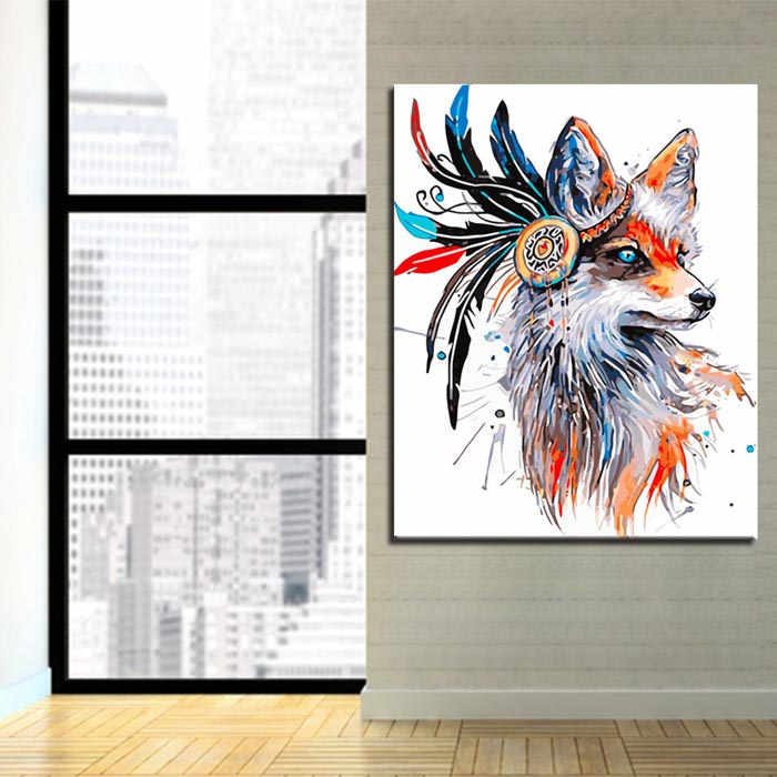 Painting by Numbers fox with feathers