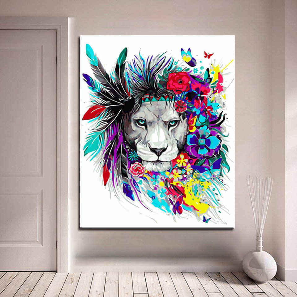 Painting by Numbers lion flower-mane