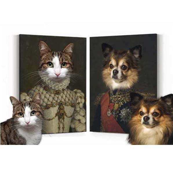 Custom pet portrait in different costumes